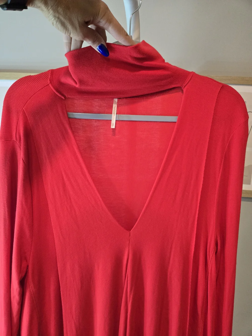 Free People Ribbed Red V-Neck Layered Top